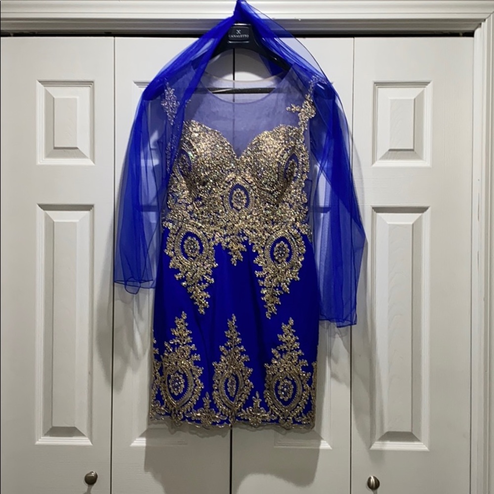 Formal Royal Blue Embroidered Dress